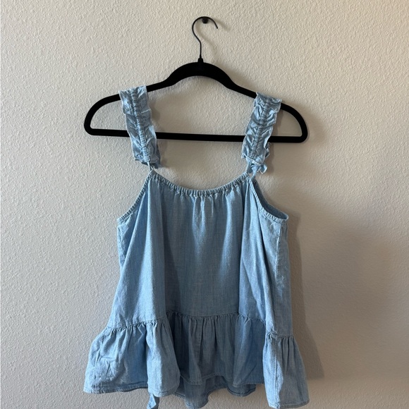 Light Blue Ruffle Strap Top - Picture 6 of 7